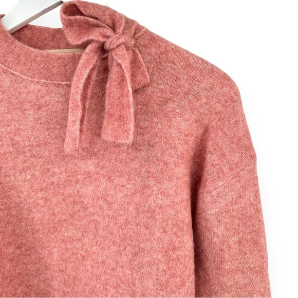 Sezane Zita Jumper in Rosewood - Soft Pink Tie Strap Detail Mohair Wool Sweater - Picture 7 of 10
